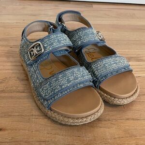 Sam Edelman Denim and Tan Sandals